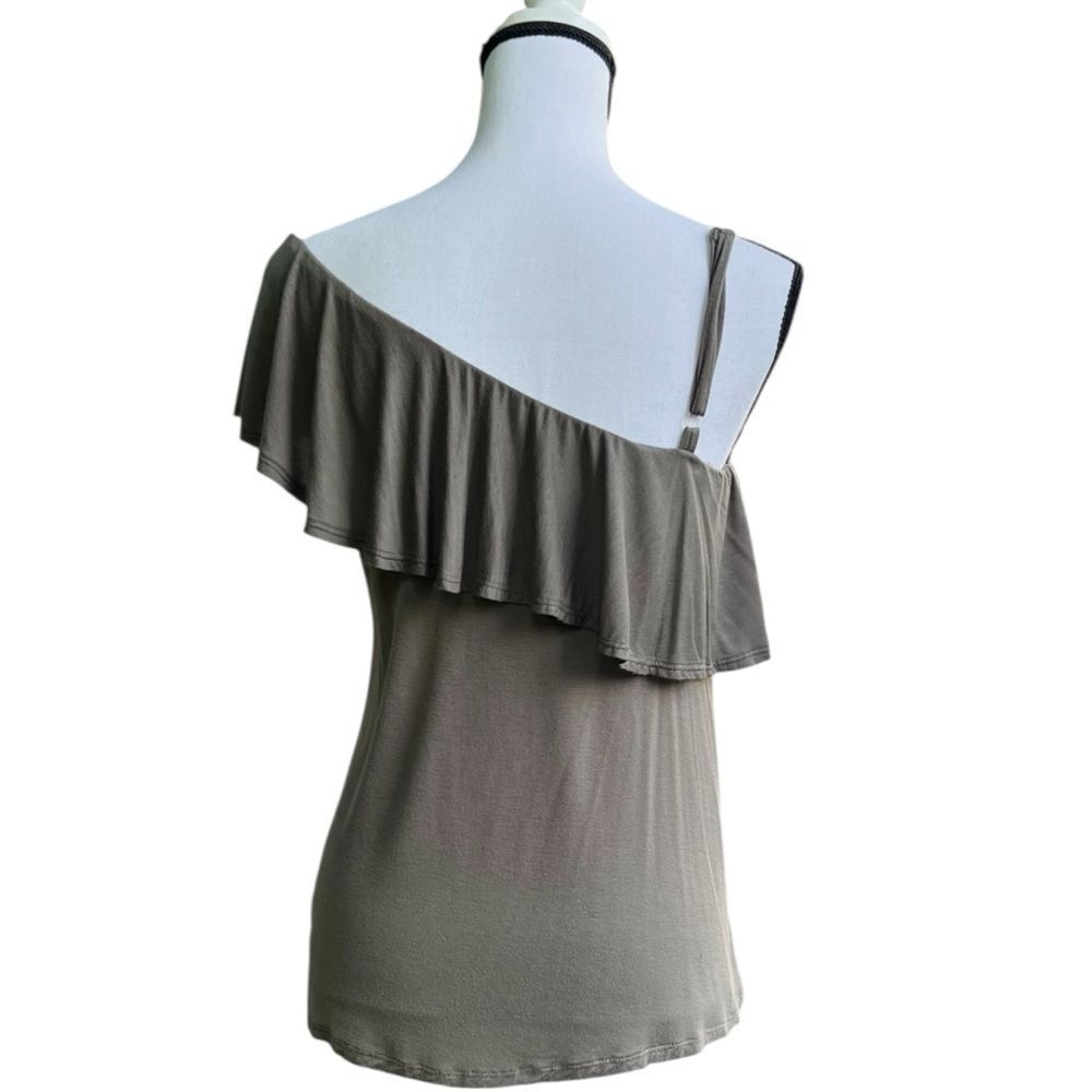 Cold-Shoulder Ruffle Top - Olive - Picture 2 of 8